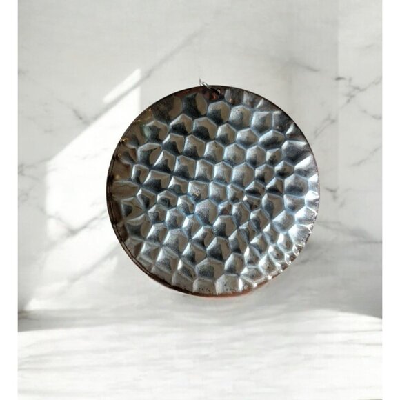 Hammered Silver Textured Circle Pendant—Tortoise Shell Pattern - Picture 2 of 4